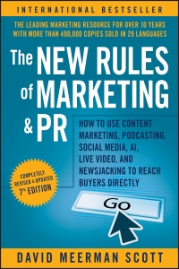 جلد معمولی سیاه و سفید_کتاب The New Rules of Marketing and PR: How to Use Content Marketing, Podcasting, Social Media, AI, Live Video, and Newsjacking to Reach Buyers Directly