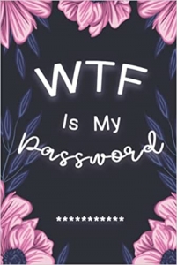 جلد سخت رنگی_کتاب WTF Is My Password: Password Book Log Book Alphabetical Pocket Size Purple Flower Cover Black Frame 6
