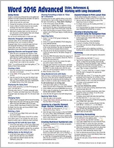 کتاب Microsoft Word 2016 Advanced Quick Reference Guide - Windows Version (Cheat Sheet of Instructions, Tips & Shortcuts - Laminated Card)