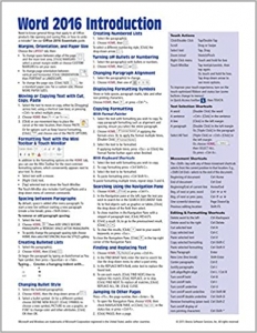 کتاب Microsoft Word 2016 Introduction Quick Reference Guide - Windows Version (Cheat Sheet of Instructions, Tips & Shortcuts - Laminated Card)