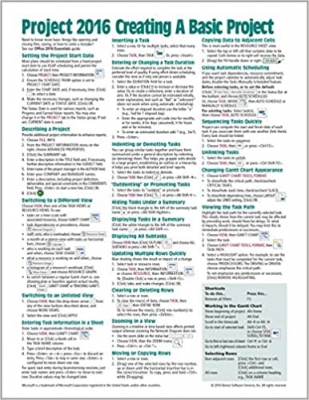 جلد سخت سیاه و سفید_کتاب Microsoft Project 2016 Quick Reference Guide Creating a Basic Project - Windows Version (Cheat Sheet of Instructions, Tips & Shortcuts - Laminated Card) 