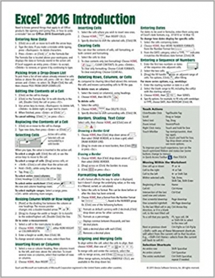 کتاب Microsoft Excel 2016 Introduction Quick Reference Guide - Windows Version (Cheat Sheet of Instructions, Tips & Shortcuts - Laminated Card)