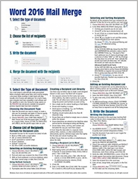 کتاب Microsoft Word 2016 Mail Merge Quick Reference Guide - Windows Version (Cheat Sheet of Instructions, Tips & Shortcuts - Laminated Card)