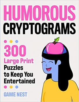 جلد معمولی سیاه و سفید_کتاب Humorous Cryptograms: 300 Large Print Puzzles To Keep You Entertained