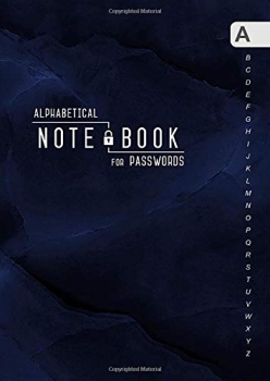 کتاب Notebook for Passwords: B6 Small Internet Log Book Organizer with Alphabetical Tabs | Marble Blue Black Design