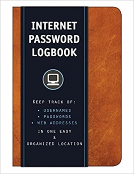 جلد معمولی سیاه و سفید_کتاب Internet Password Logbook (Cognac Leatherette): Keep track of: usernames, passwords, web addresses in one easy & organized location