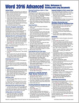 کتاب Microsoft Word 2016 Advanced Quick Reference Guide – Windows Version (Cheat Sheet of Instructions, Tips & Shortcuts – Laminated Card)
