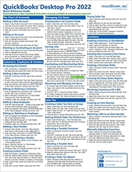 کتاب QuickBooks Desktop Pro 2022 Quick Reference Training Card – Laminated Tutorial Guide Cheat Sheet (Instructions and Tips)