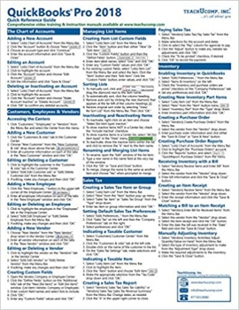 کتاب QuickBooks Pro 2018 Quick Reference Training Card – Laminated Tutorial Guide Cheat Sheet (Instructions and Tips)