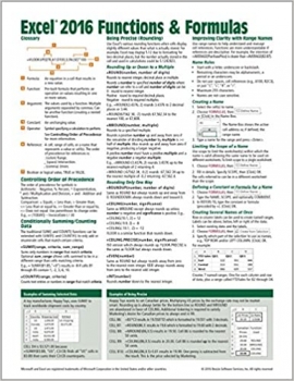 کتاب Microsoft Excel 2016 Functions & Formulas Quick Reference Card – Windows Version (4-page Cheat Sheet focusing on examples and context for … functions and formulas – Laminated Guide)