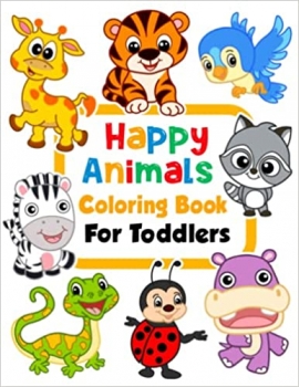کتاب Happy Animals Coloring Book for Toddlers: 100 Funny Animals. Easy Coloring Pages For Preschool and Kindergarten. (Big Coloring Book, Kids Ages 1-4)